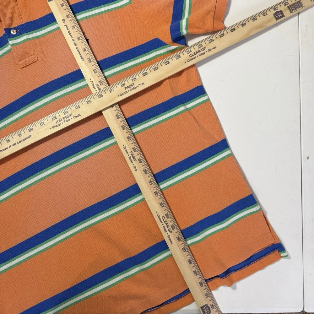 Vintage‎ Polo Ralph Lauren Sun Faded Orange Stripe Collar Shirt XL